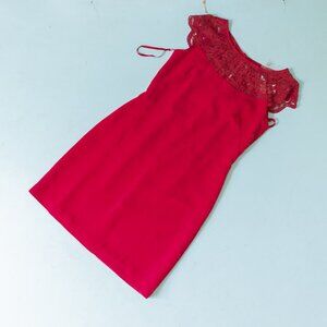 NEW White House Black Market Red Lace Bateau Neck Shift Dress Size 2